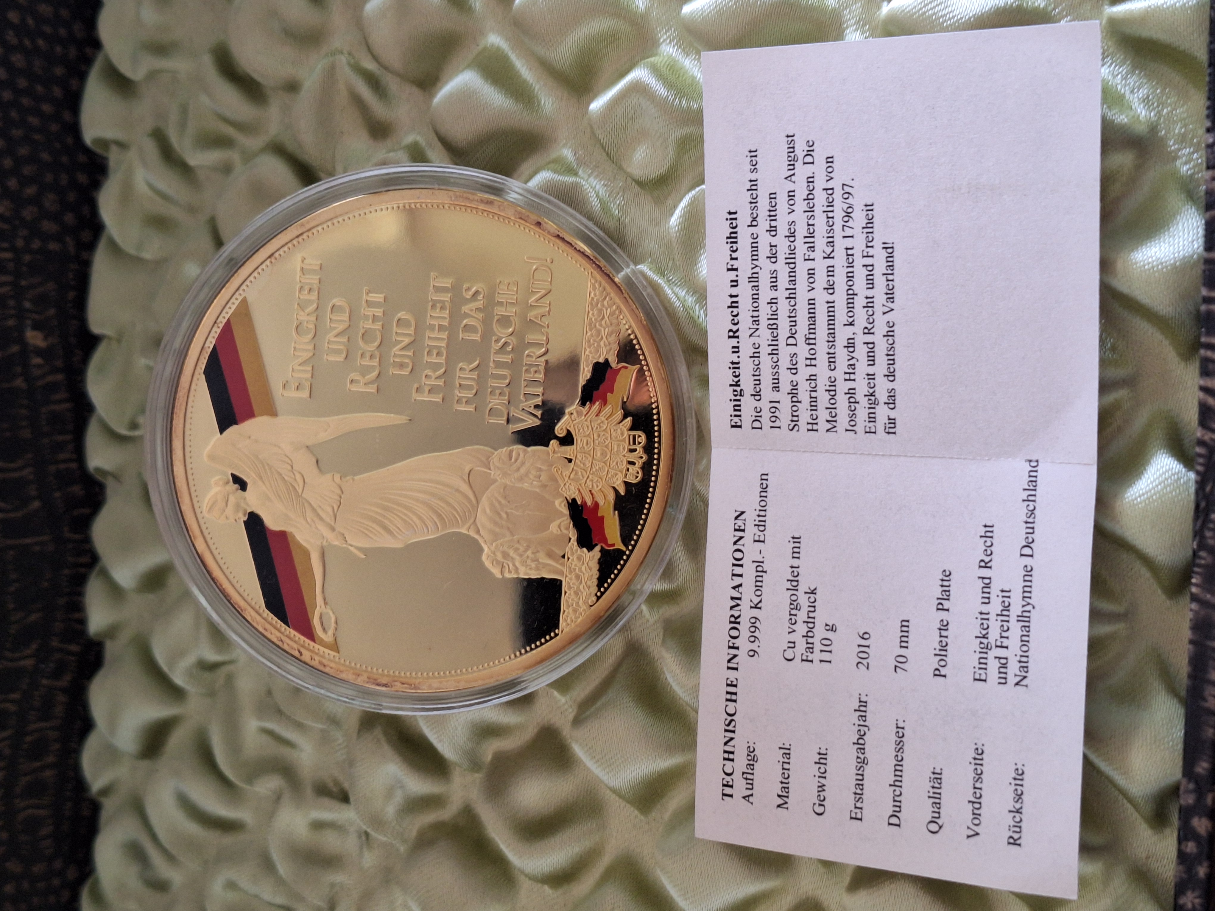 Medaille - Nationalhymne Deutschland — Bild 3