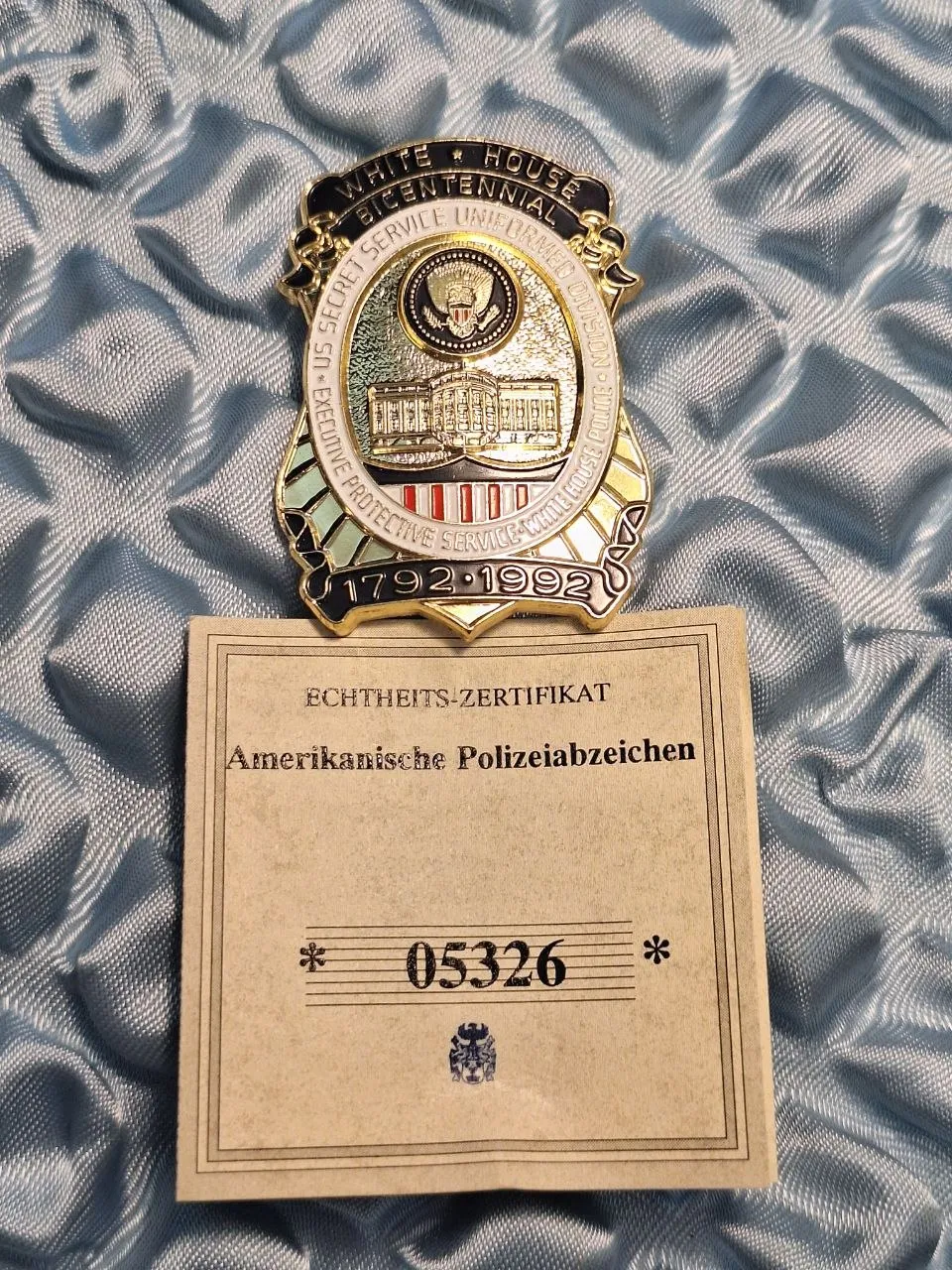 Abzeichen - White House US SERCRET SERVICE 1792-1992 - Replica — Bild 3