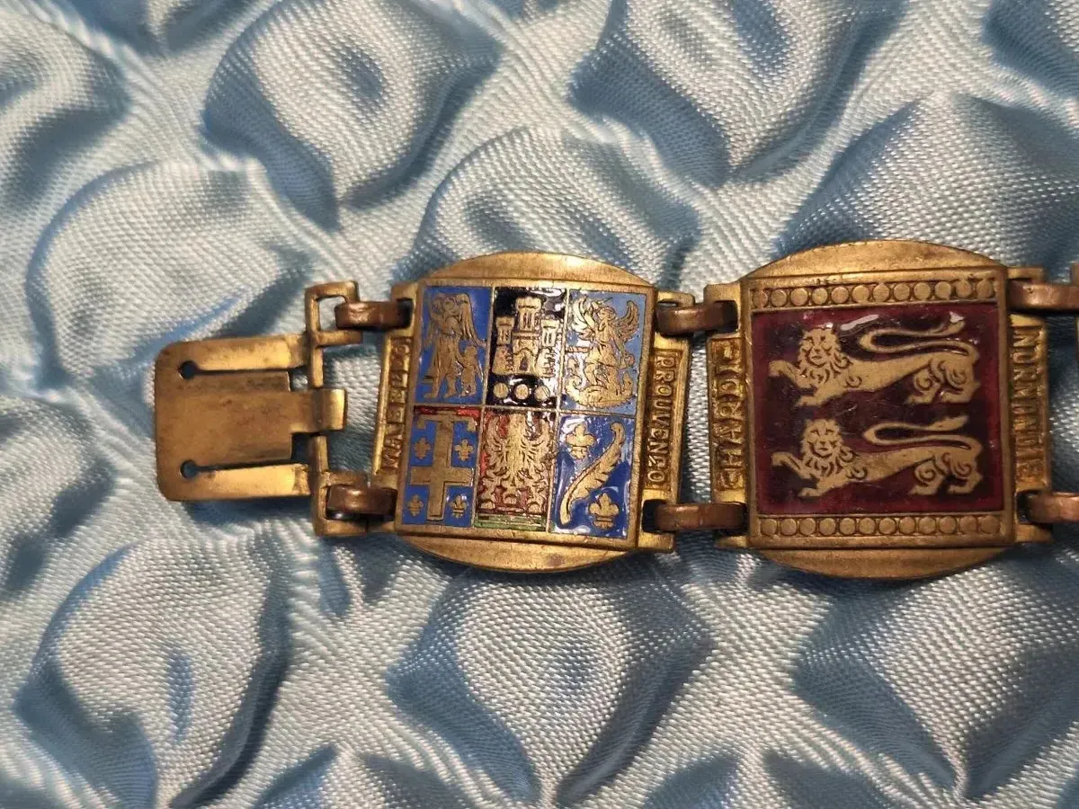 Armband - Altes Französiches Armband mit Wappen aus Messing mit Emaile - ca. 1920 — Bild 3
